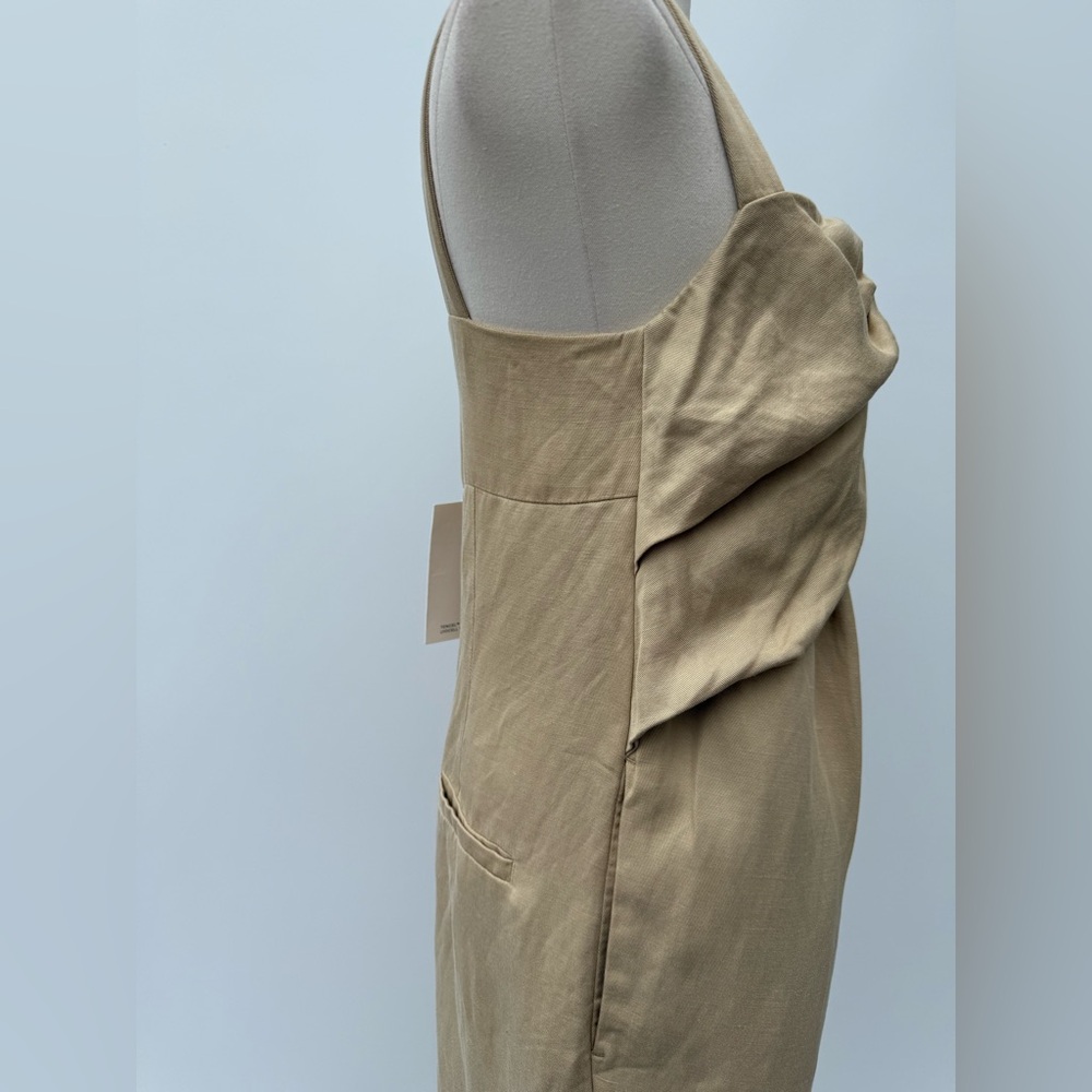 COS Tan Twist Front Wide Leg Jumpsuit Khaki Size 4 NWT Elegant Chic - Picture 8 of 15